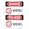 Signmission OSHA Danger Sign, 10" Height, Rigid Plastic, Diesel, Bilingual Spanish, VS-1119 OS-DS-P-710-VS-1119 - alternate 1